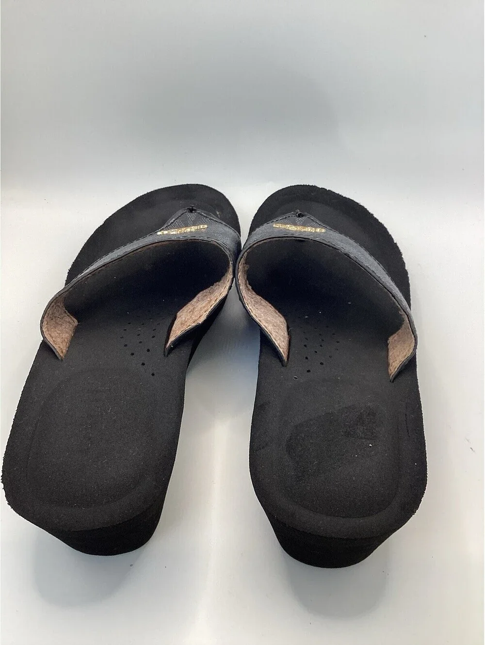 Coach Janice A00964 Black Wedge Thong Flip Flop Sandals Women's 7.5 EUC